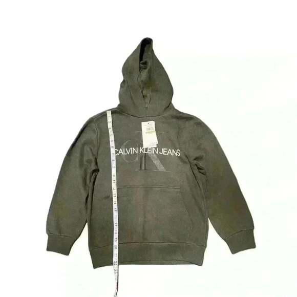 Calvin Klein Big Boys Old School Logo Pullover Hoodie Sequoia M(10/12) - Picture 5 of 9